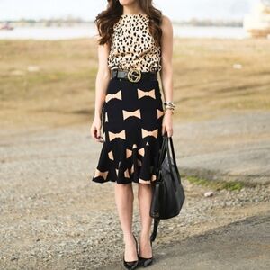 Anthropologie Eva Franco Ruffle Bow Print Skirt